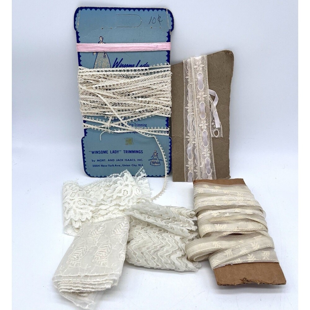 Mixed Lot: Vintage Lace Trim Winsome Lady Sewing Lace Trim - White Ivory